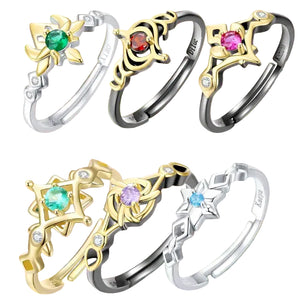 Bague Argent Anime fantaisie élémentaire