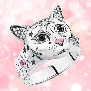 Bague Argent Chat Magic