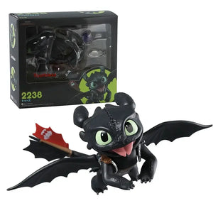 Figura chibi de dragón negro de 7 cm con caja