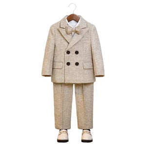 Traje de ceremonia de cuadros para niño - 4 piezas