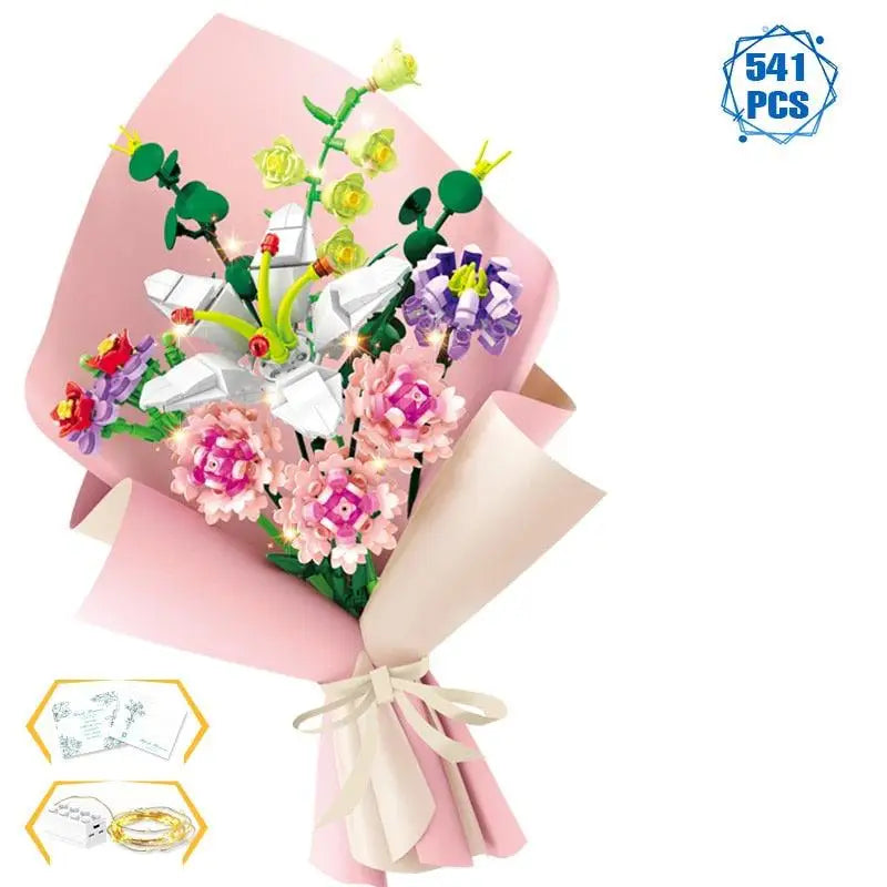 Bouquet de fleurs kit de blocs de construction, fleurs