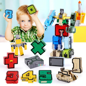 Transformable vehicle alphabet robot