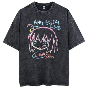 Oversized music group manga cotton T-shirt