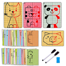 Ensemble de 30 dessins symétriques sur cartes à grille colorées avec animaux pour enfants magasin de jouets carnaval