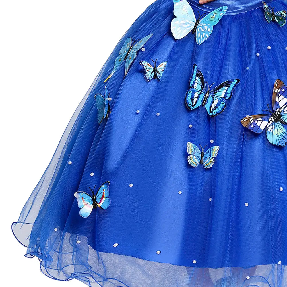 Robe princesse mariage Bleue Papillon pour filles