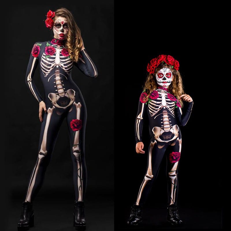 Combinaison Squelette et Roses Fête des morts