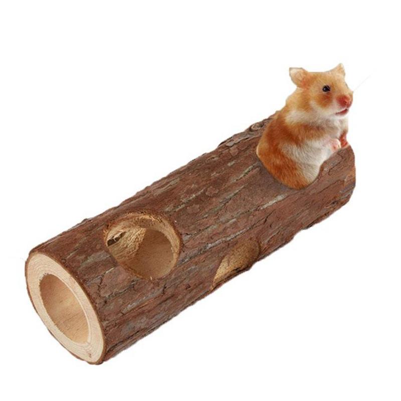 Tunnel en bois naturel pour hamster