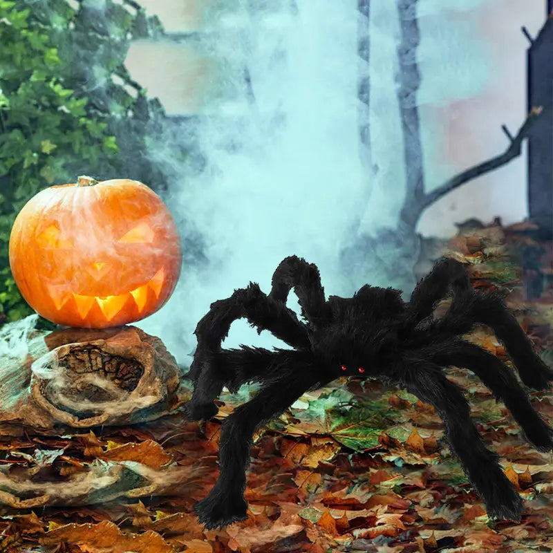 Araignée géante noire en peluche Horreur Halloween