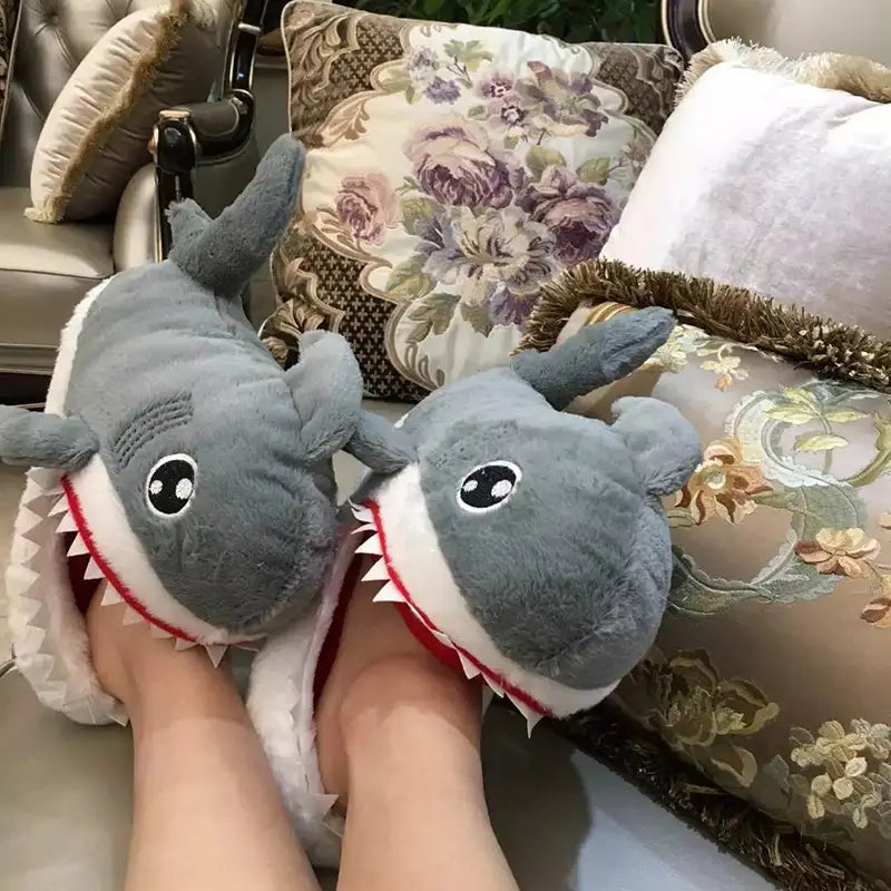 Chaussons Peluche Chauds Requins