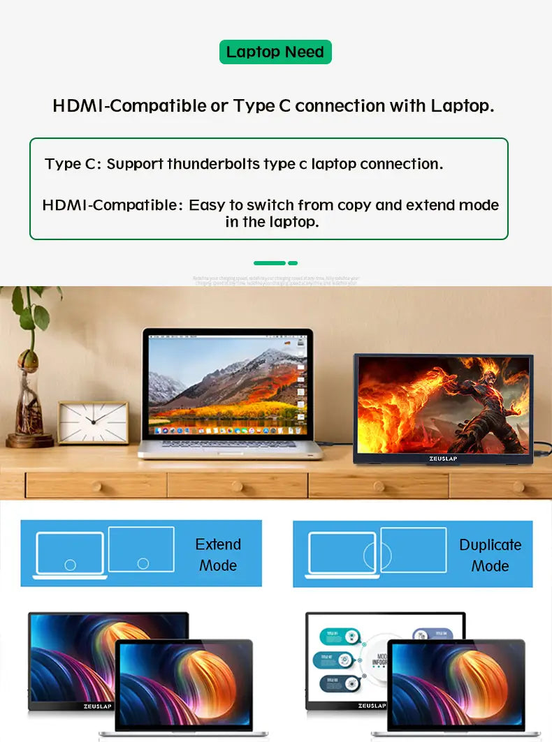 Ecran Moniteur portatif Compatible avec USBC HDMI SWITCH PS4