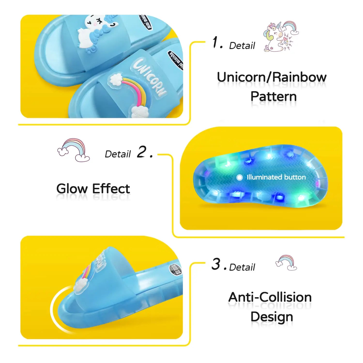 Pantoufles licorne LED pour enfants