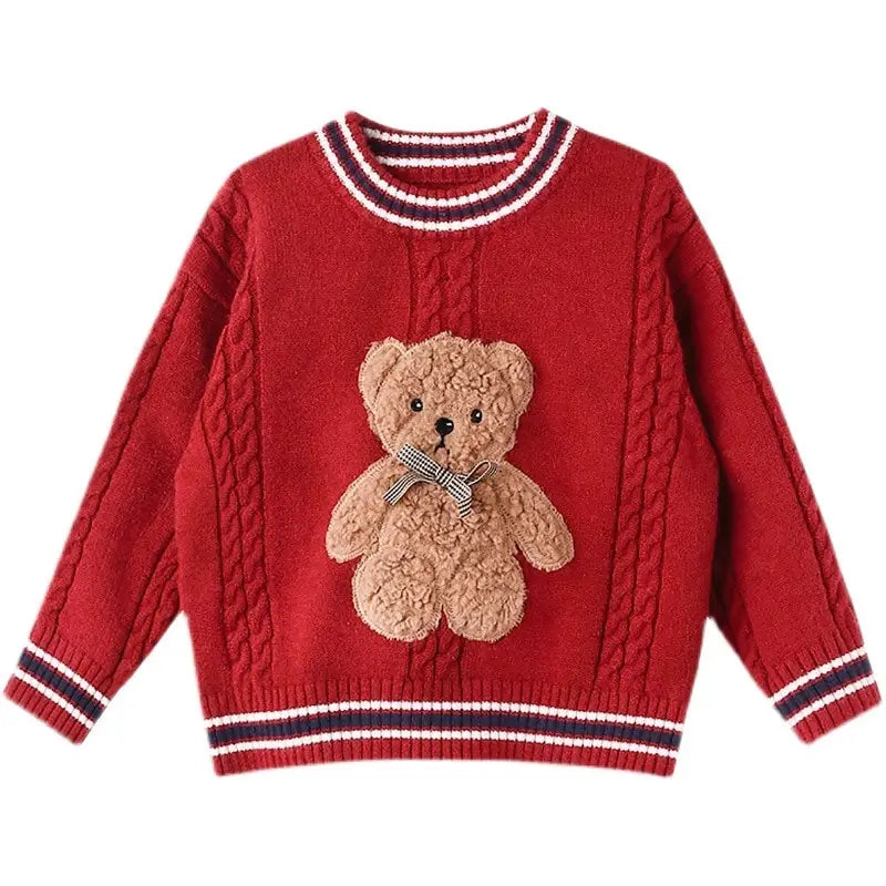 Pull tricoté Ourson chaud pour filles