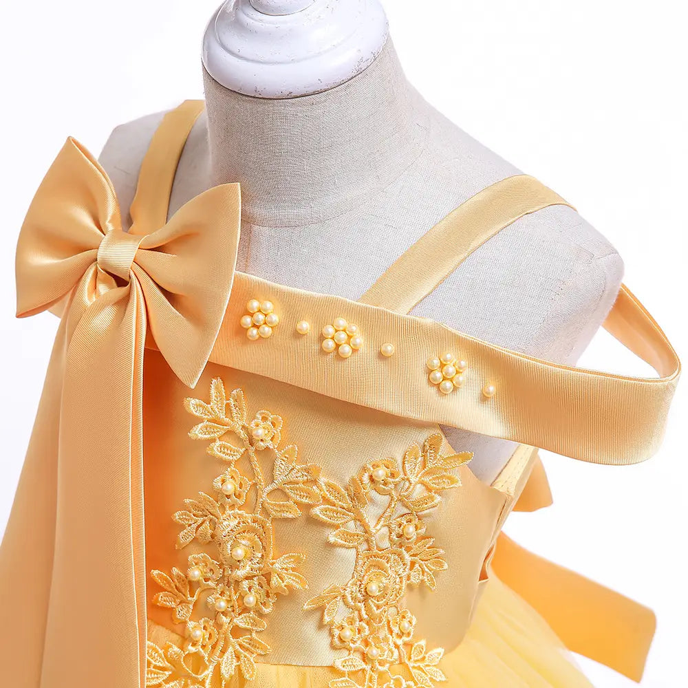 Robe de Princesse pour Fille Brodée et Élégante à Fleurs