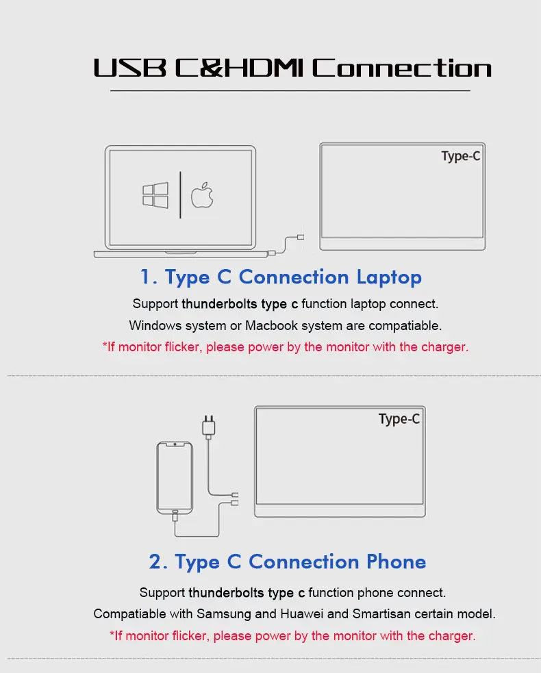 Ecran Moniteur portatif Compatible avec USBC HDMI SWITCH PS4
