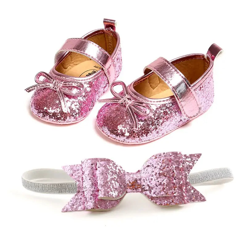 Chaussures Cuirs à paillettes pour bébé