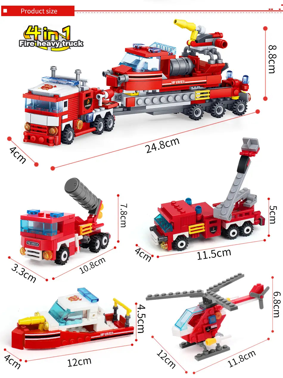 Ensemble Véhicules Lego Pompiers Policiers 4 en 1