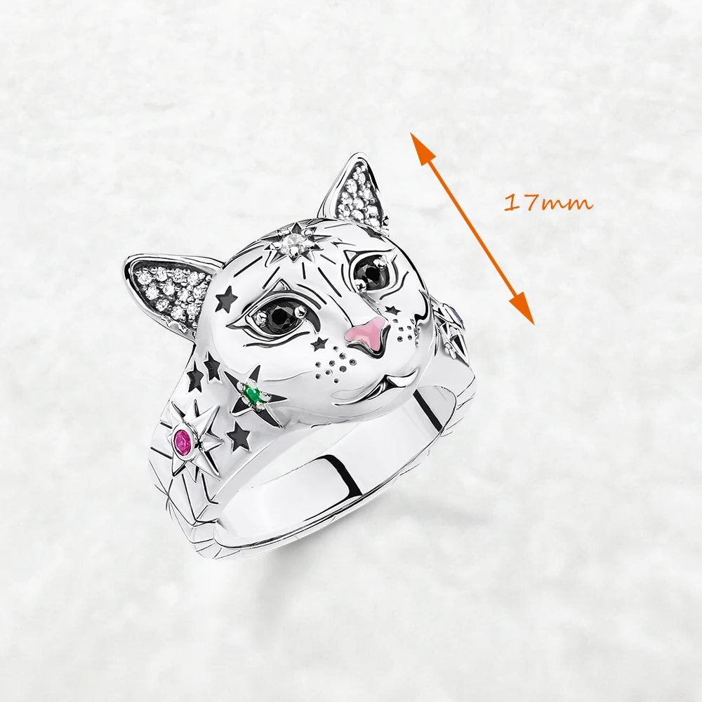 Bague Argent Chat Magic