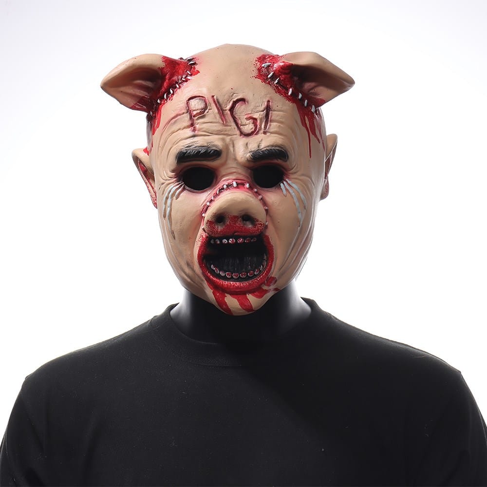 Masque Halloween Tête de Cochon Ensanglanté