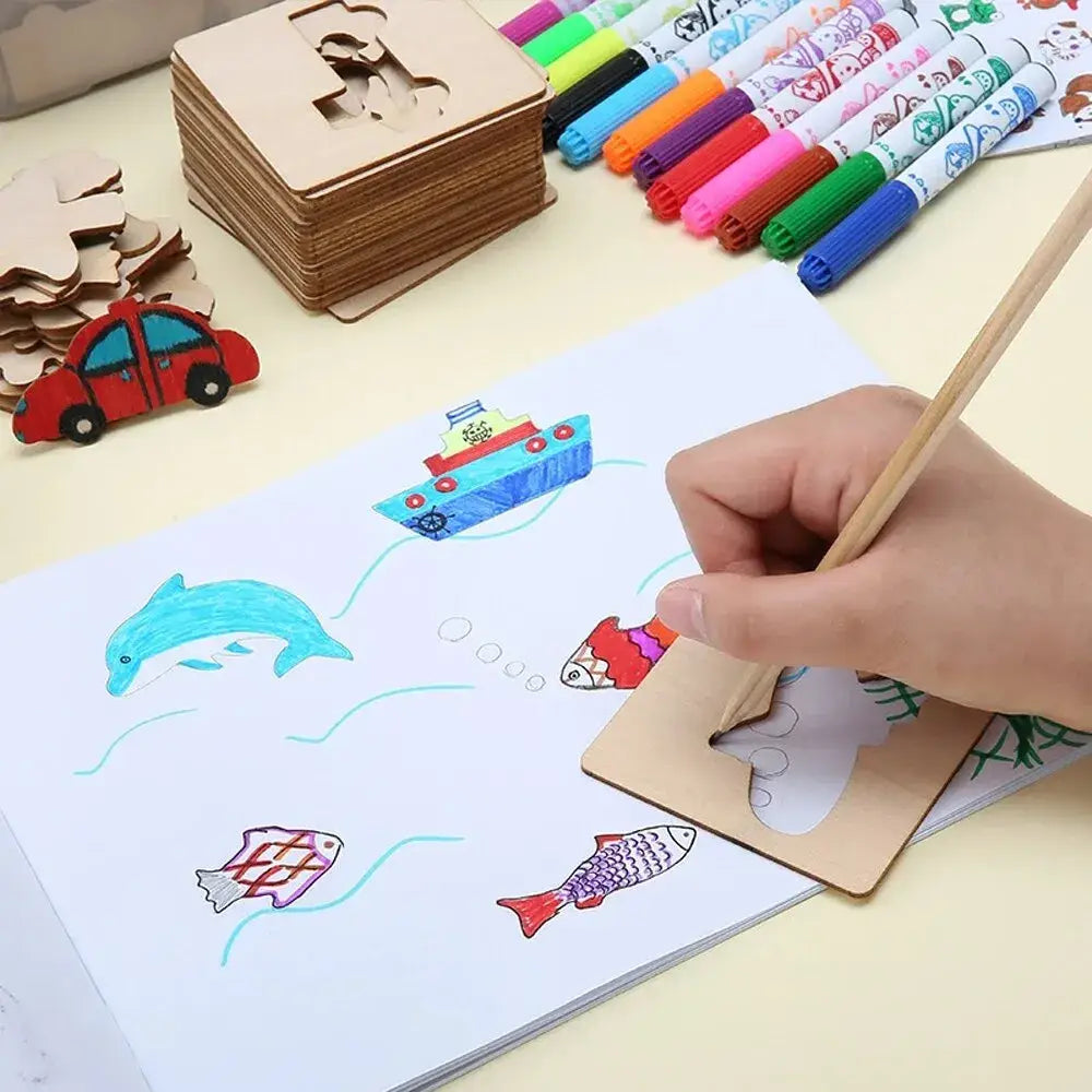 20 Pochoirs en bois Montessori pour enfants