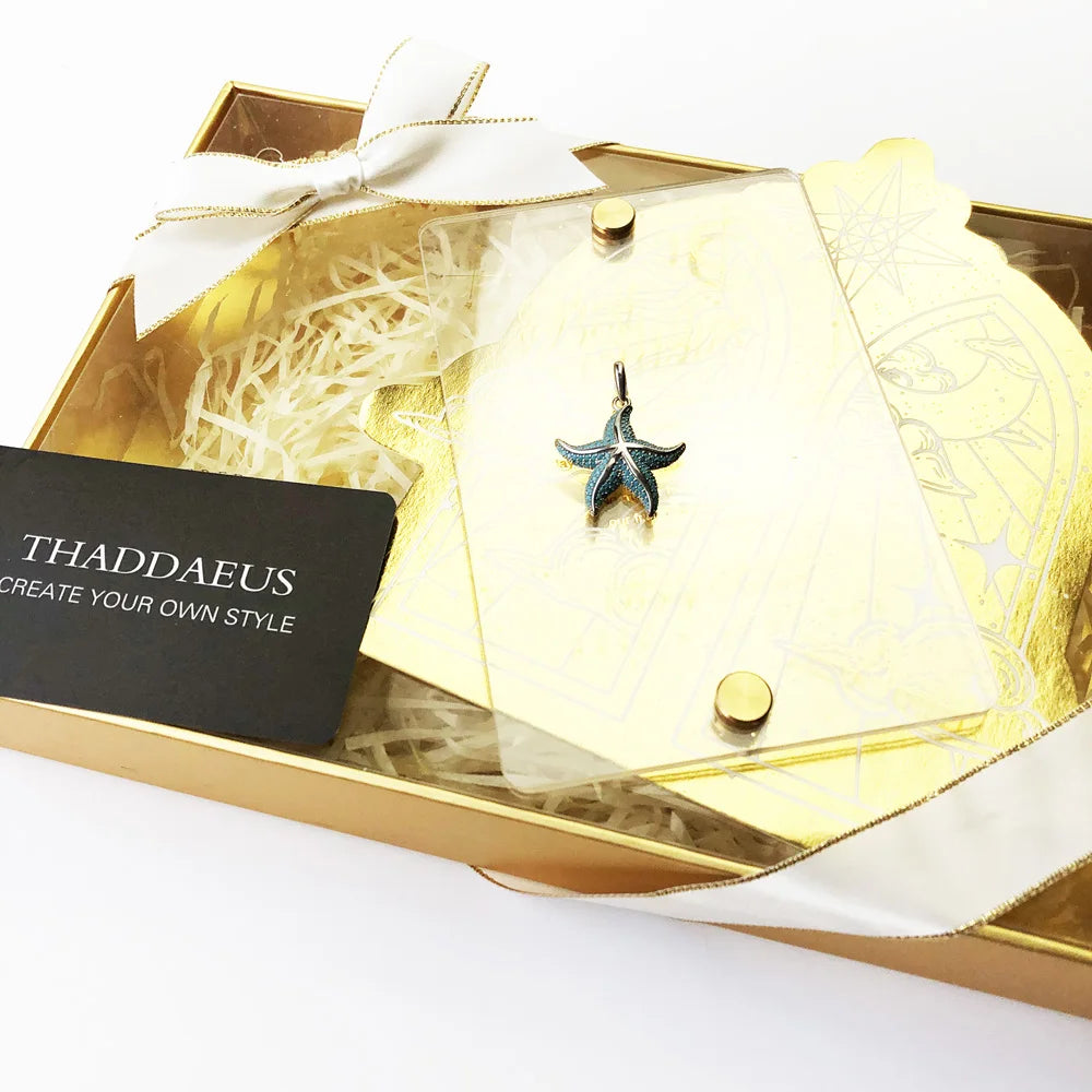 Charm Pendentif Argent Etoile de mer Bleu