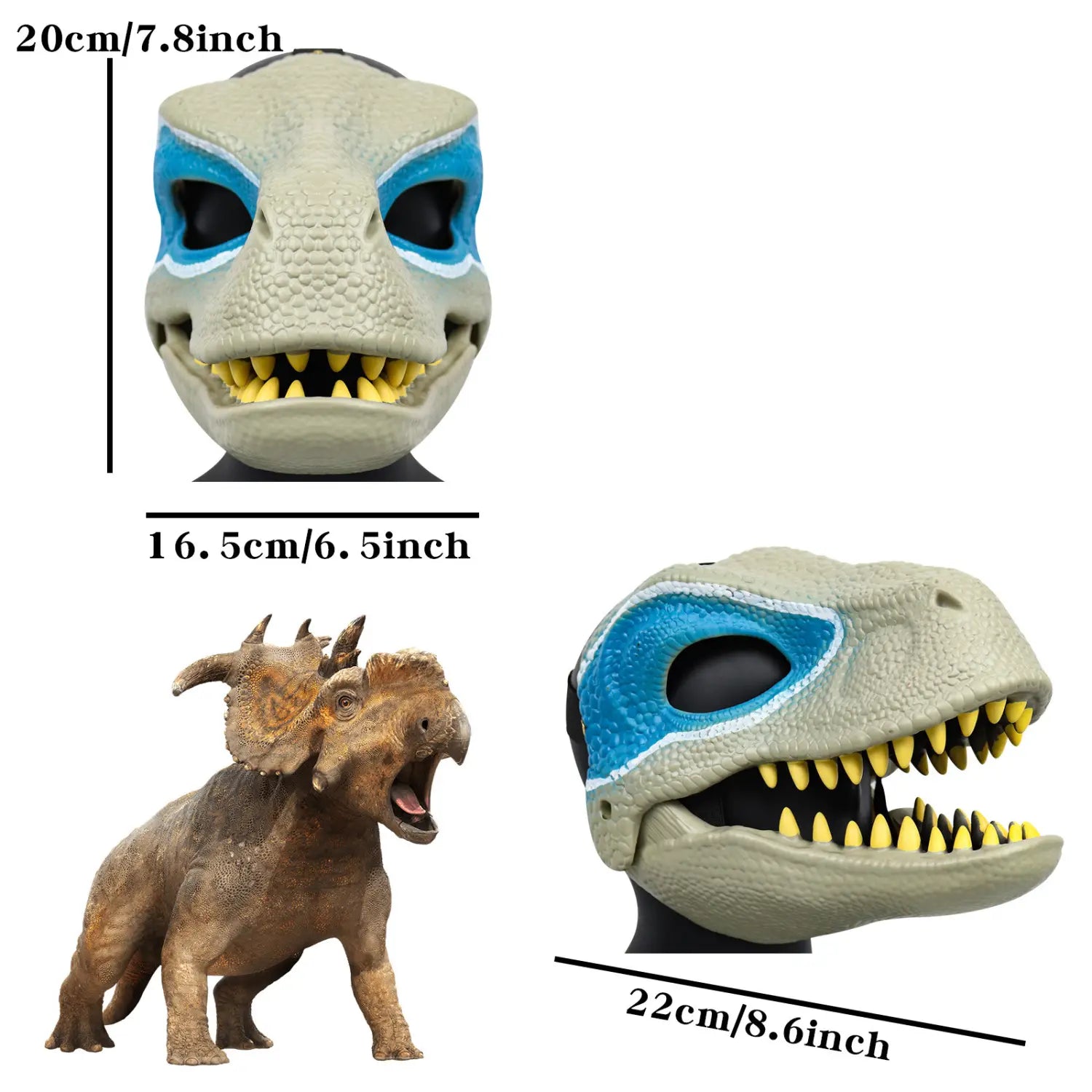 Masque de dinosaure à mâchoire mobile