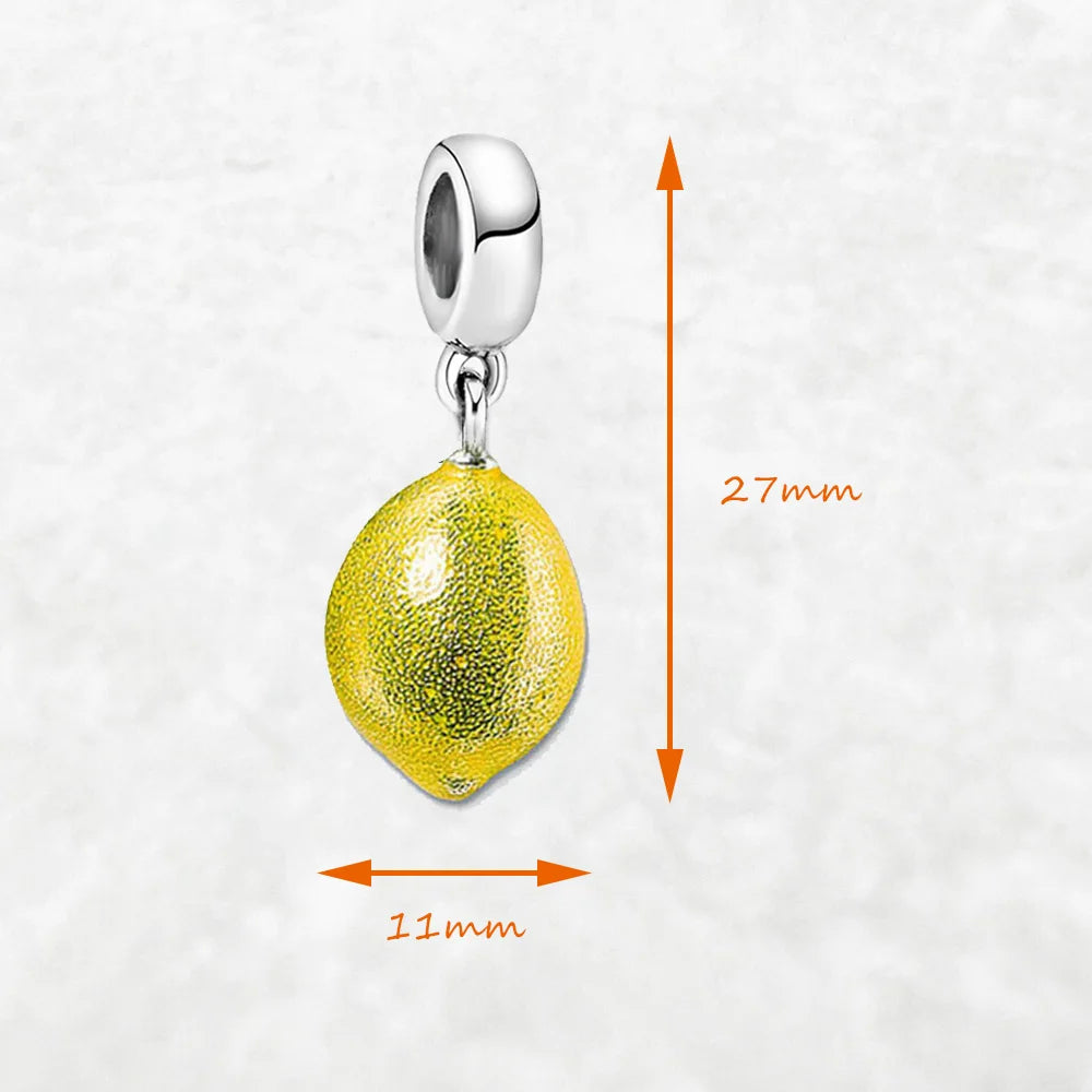 Charm Collier Citron Jaune Argent