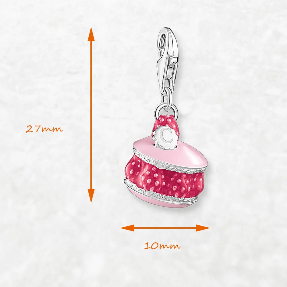 Charm Pendentif Argent Macaron Fraise