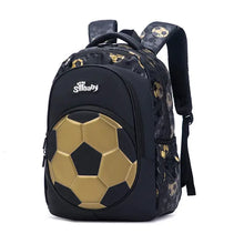 Sac à dos football pour enfant noir et doré en tissu oxford avec ballon 3d et panneau latéral à motifs football noir