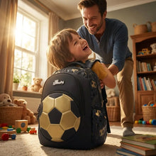 Sac à dos football noir et doré en tissu oxford avec design 3d football pour enfant noir marque sillbaby