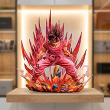 Figurine dragon ball guerrier à l’aura puissante 38 cm rouge et rose avec sculpture détaillée et finition brillante