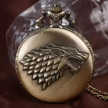 Montre à gousset en bronze antique avec un emblème gravé de loup détaillé loup à quartz gousset loup élégante