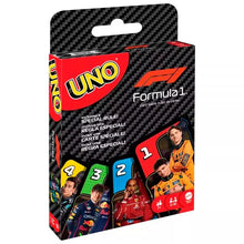 Cartes à jouer uno formule 1 dans un coffret noir texture carbone avec images pilotes pour sport automobile édition thématique uno