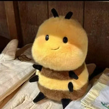 Peluche abeille kawaii 20 cm jaune et marron avec antennes et pattes noires en peluche douce