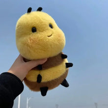 Peluche abeille kawaii ronde jaune et marron avec antennes noires et pieds peluche abeille 20 cm