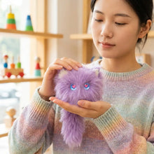 Jouet intelligent mignon compagnon en forme de chat violet pelucheux avec yeux bleus lumineux et batterie lithium rechargeable