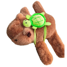 Bracelet peluche animal de 17 cm marron avec appliqué de tortue verte en peluche animal doux