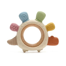 Anneau de dentition en silicone à reliefs en matière silicone pastel en forme de tortue avec membres colorés texturés