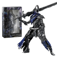 Figurine articulée artorias dark souls de 18 cm avec armure sombre noire et bleue et double épée