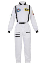 Déguisement astronaute halloween adulte blanc avec liseré noir et patches versions colorées taille disponible