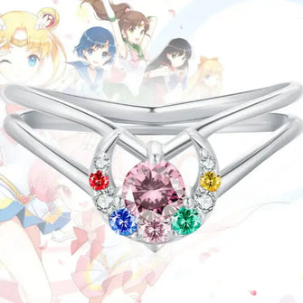 Bague Argent 925 Lune Diamant Sailor Moon - Enjouet
