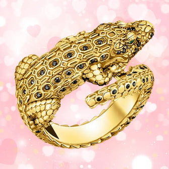 Bague Argent Crocodile Doré - Enjouet