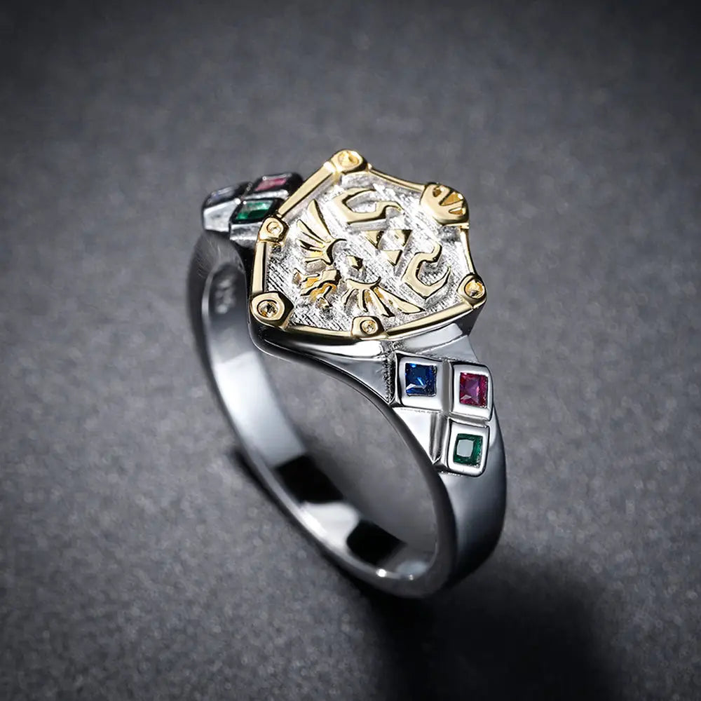 Bague Argent Zelda Bouclier Hylien