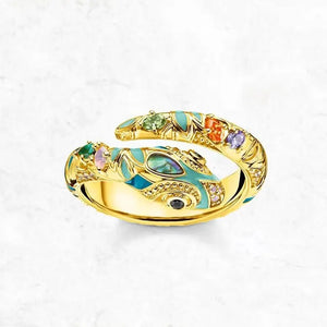 Golden plated silver serpent ring