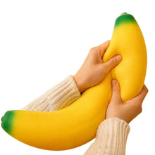 Banane squishy souple à presser de 18 cm jaune et verte en silicone souple pour soulager le stress