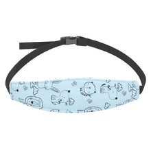 Bandeau réglable de maintien de tête bleu clair rembourré avec motif animalier noir pour siège enfant modèles repérés