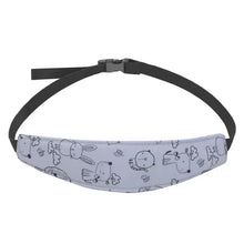 Bandeau réglable bleu clair en tissu rembourré avec imprimé animalier noir pour siège enfant modèles repérés