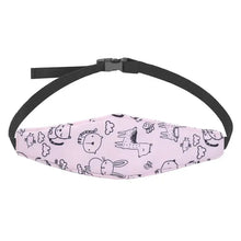 Bandeau réglable en tissu rose avec imprimé animalier noir pour siège enfant modèles repérés