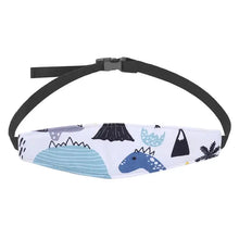 Bandeau réglable en tissu blanc avec imprimé dinosaure bleu pour siège enfant modèles repérés