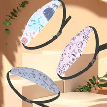 Bandeau réglable de maintien de tête pour siège enfant avec motifs colorés et élastique noir modèles repérés