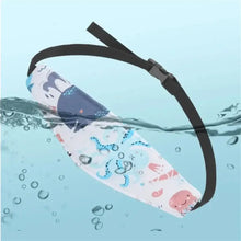 Bandeau réglable blanc en matière waterproof avec design cartoon bleu et rose pour siège enfant modèles repérés